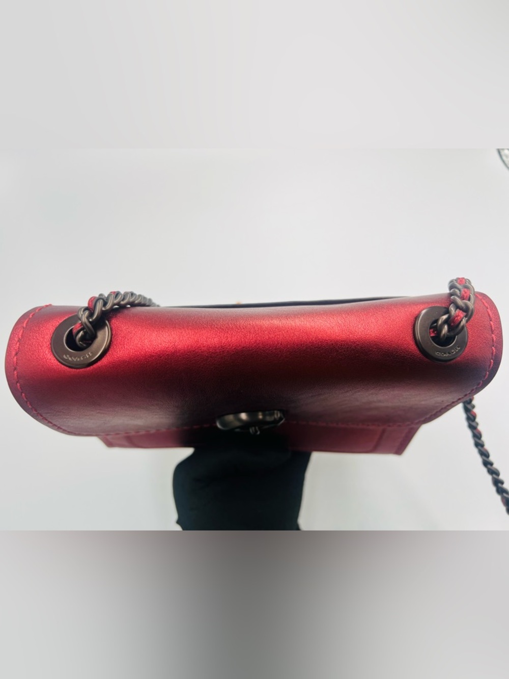 Coach Parker 18 Metallic Red Crossbody - Picture 6 of 9